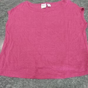 Rachel Zoe Women's 100% Linen Sleeveless Top Blouse Cropped Size S Fuchia Boxy